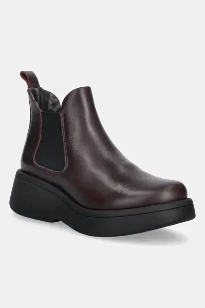 Kožené kotníkové boty Fly London MULK159FLY dámské, vínová barva, na platformě, P145159011