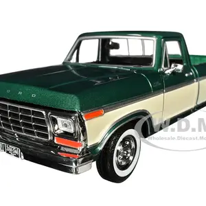 1979 Ford F-150 Pickup Truck Green Metallic and Cream 1/24 Diecast Model Car by Motormax