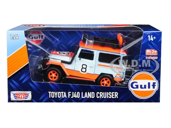 Toyota FJ40 Land Cruiser 8 "Gulf Oil"  White Limited Edition to 2400 pieces Worldwide 1/24 Diecast Model Car by Motormax