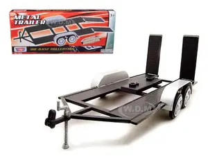 Diecast Tandem Car Trailer Black for 1/24 Scale Models by Motormax