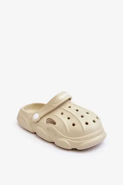 Boto Dětské pěnové pantofle Crocs Béžove Cloudy