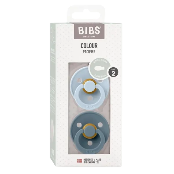BIBS Colour symetrické dudlíky z přírodního kaučuku velikost 2, Baby Blue / Petrol 2 ks