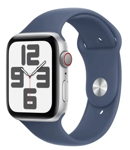 APPLE Watch SE (2024) Cellular 44mm Stříbrný hliník s denimovým sportovním řemínkem M/L