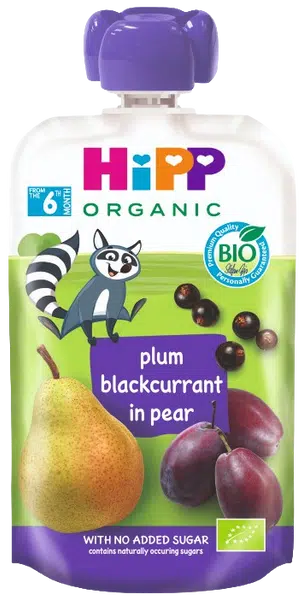 HIPP BIO 100% ovoce Hruška-Černý rybíz-Švestka 100 g