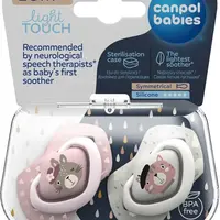 CANPOL BABIES Set symetrických silikonových dudlíků 18m+ Bonjour Paris růžový 2 ks