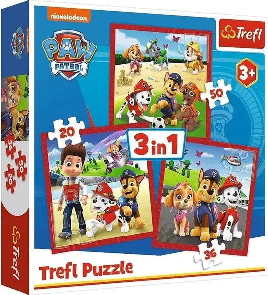 Puzzle Tlapková patrola Veselí pejsci 3v1