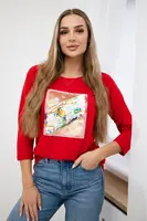 Halenka s grafikou 3D Bird red