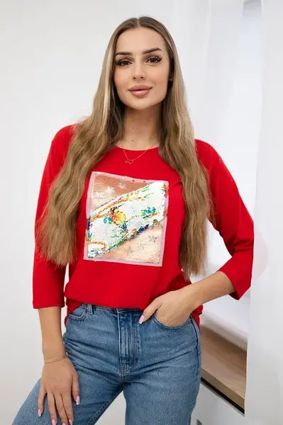 Halenka s grafikou 3D Bird red