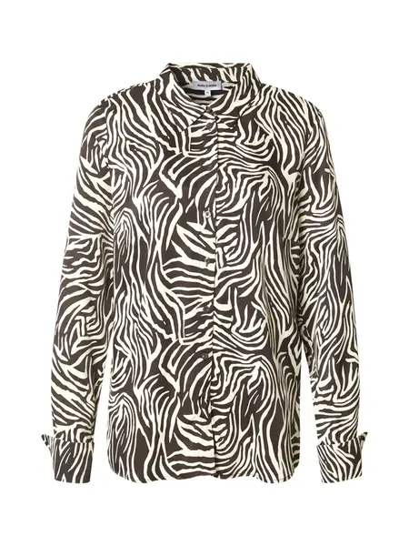 MORE & MORE Blúzka  tmavohnedá / šedobiela