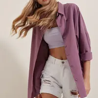 Bigdart 3900 Lilac Oversize Long Basic Shirt