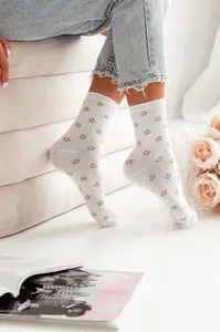 Milena Dámské Ponožky S Malými Květinami Bílé