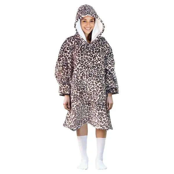 Cozy Noxxiez CH371 Leopard potisk - hřejivá televizní mikinová deka s kapucí pro teenage