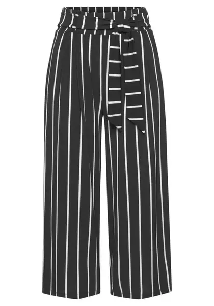 LASCANA Plisované nohavice  čierna / biela