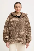 Mikina adidas by Stella McCartney dámská, hnědá barva, s kapucí, JM3675