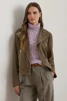 Kožená motorkářská bunda Lauren Ralph Lauren hnědá barva, přechodná, 200951236