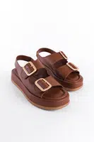 Capone Outfitters Women's Wedge Heel Double Strap Buckle Sandals