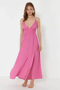 Trendyol Pink Maxi Woven Gathered Beach Dress