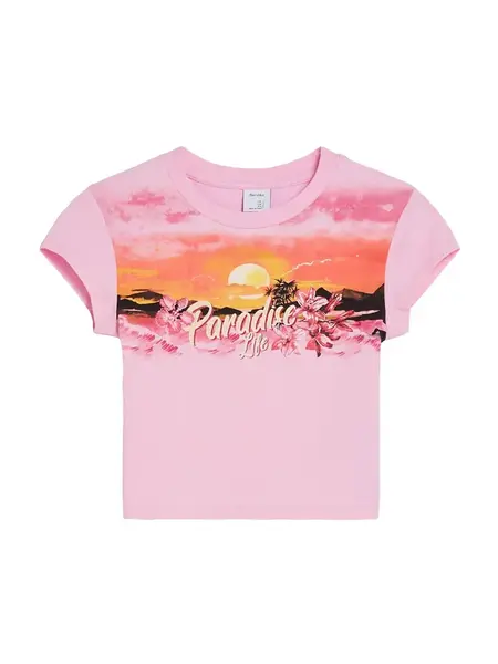 Bershka Tričko  oranžová / fuksia / ružová / čierna