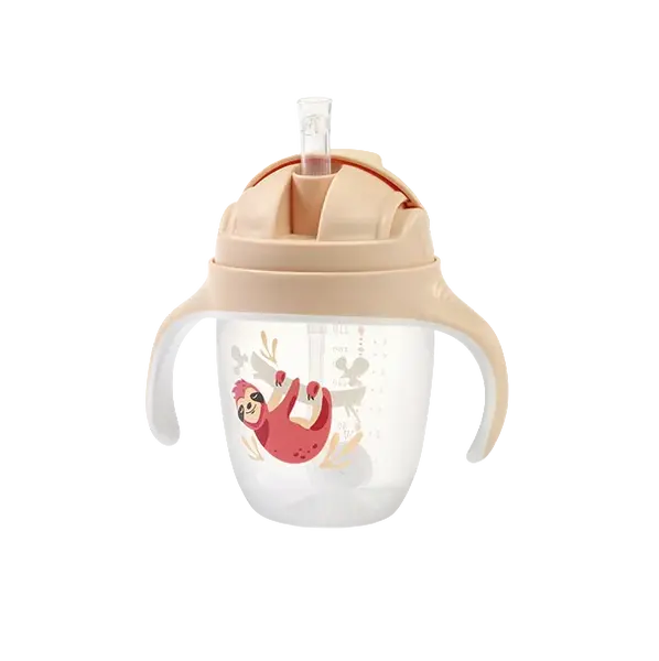 BABYONO Hrnek učicí s brčkem Lenochod 6m+, 240 ml