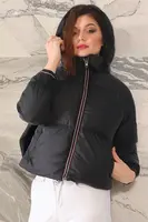 Z6650 DEWBERRY DÁMSKÝ KABÁT - JEDNODUCHÝ ČERNÝ