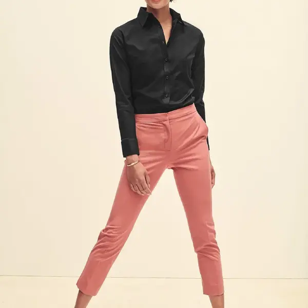 Black lady-fit shirt classic Oxford Fruit Of The Loom