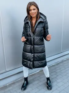 Černé dlouhá oboustranná prošívaná zimní bunda s kapucí dámská Dstreet