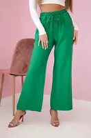 Kesi Włoski Viskózové kalhoty se širokými nohavicemi světle zelená