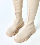Gemre Long beige fabric platform boots Athira