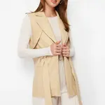 Trendyol Beige Finike Belt Detailed Woven Vest