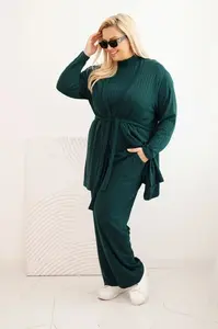 Kesi Komplet dámsky Plus Size 3-dielny tmavozelený