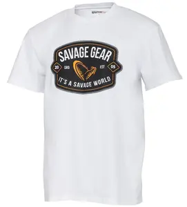 Savage gear tričko badge logo tee white - xxl