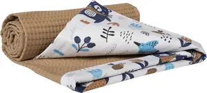 Medi Partners Blanket 75x100 cotton + cotton Waffle – Boho + brown waffle