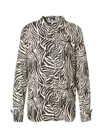 MORE & MORE Blúzka  tmavohnedá / šedobiela