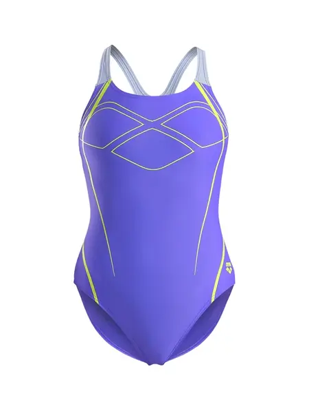 ARENA Jednodielne plavky 'Graphic Pro Back'  indigo / neónovo žltá / svetlosivá