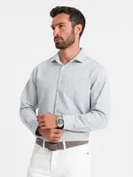 Ombre Men's shirt with pocket REGULAR FIT - light grey melange