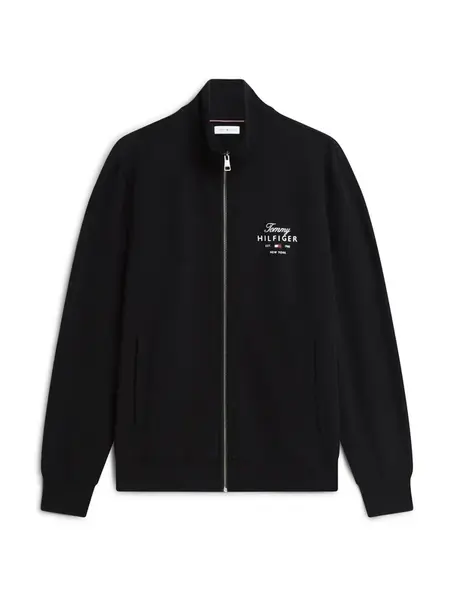 TOMMY HILFIGER Tepláková bunda  čierna / biela