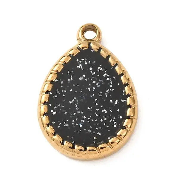304 Stainless Steel Black & White Enamel Pendants