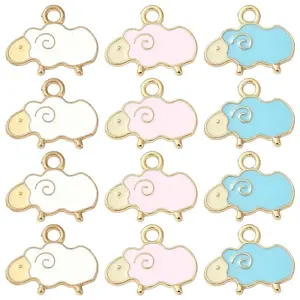 30Pcs 3 Colors Alloy Enamel Pendants