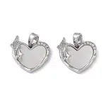 Brass & Shell & Clear Cubic Zirconia Charms