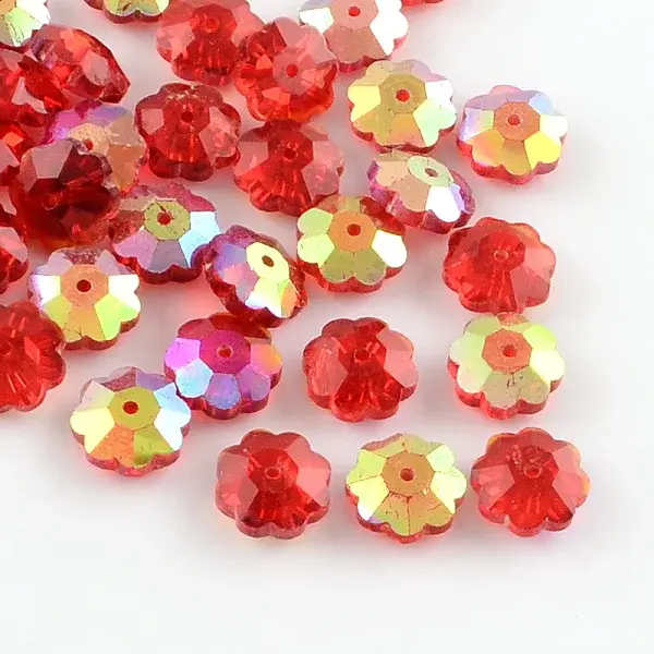 AB-Color Plated Flower Transparent Glass Beads