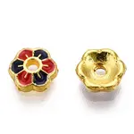 6-Petal Alloy Enamel Bead Caps