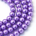 Baking Paint Pearlized Glass Pearl Round Bead Strands