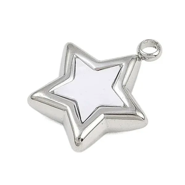 304 Stainless Steel Pave Synthetic Shell Pendants