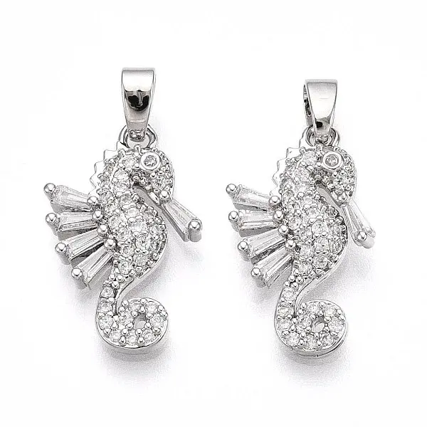 Brass Micro Pave Cubic Zirconia Pendants