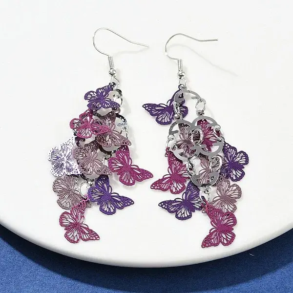 430 Stainless Steel Butterfly Dangle Earrings