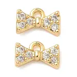 Brass Micro Pave Cubic Zirconia Bowknot Charms