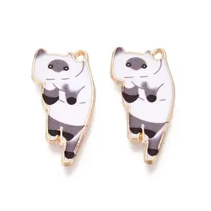 Alloy Enamel Kitten Pendants