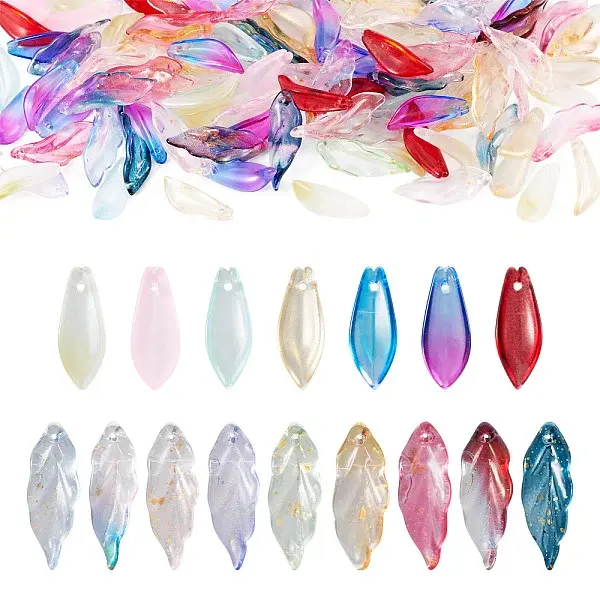 120Pcs 2 Styles Gradient Color Glass Pendants