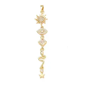 Tassel Brass Micro Pave Clear Cubic Zirconia Big Pendants