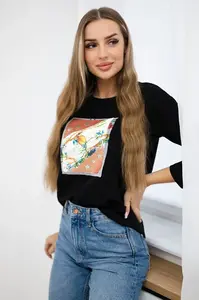 Halenka s grafikou 3D Bird black